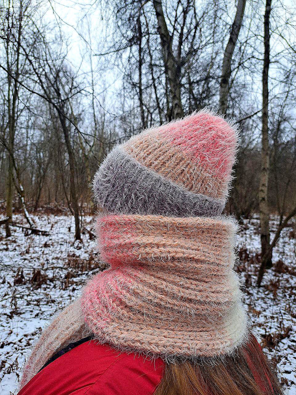 Handmade long multi-colored scarf/hat