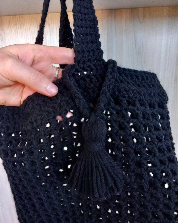 Dark crocheted bag