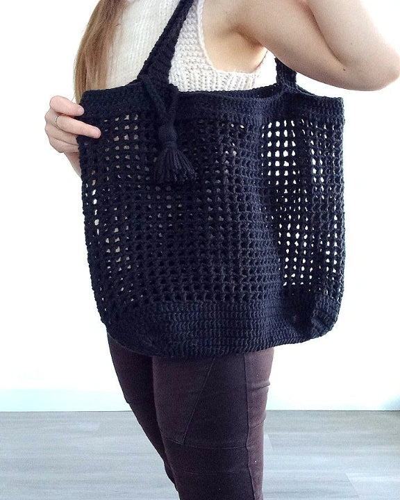 Dark crocheted bag