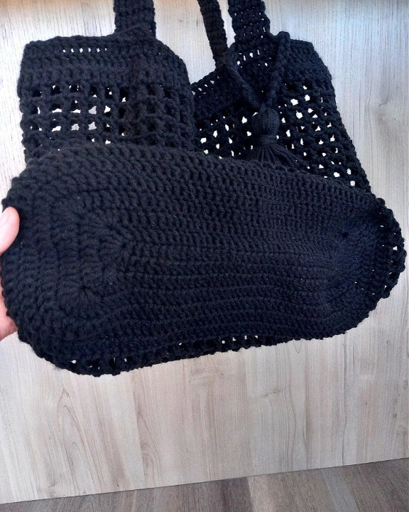 Dark crocheted bag