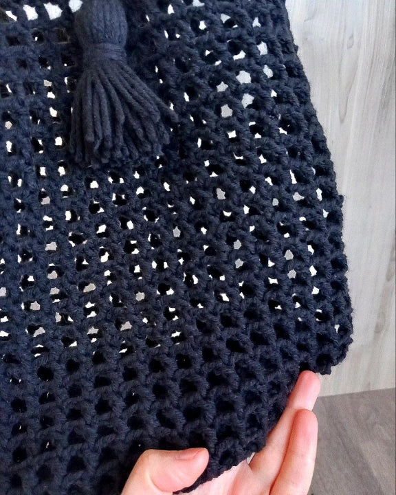 Dark crocheted bag