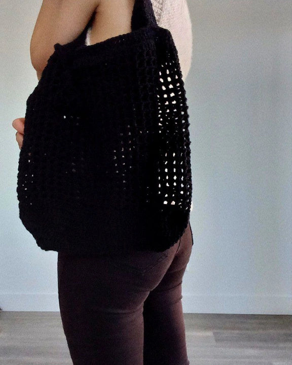 Dark crocheted bag