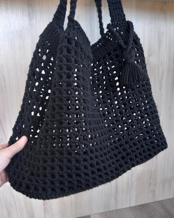 Dark crocheted bag